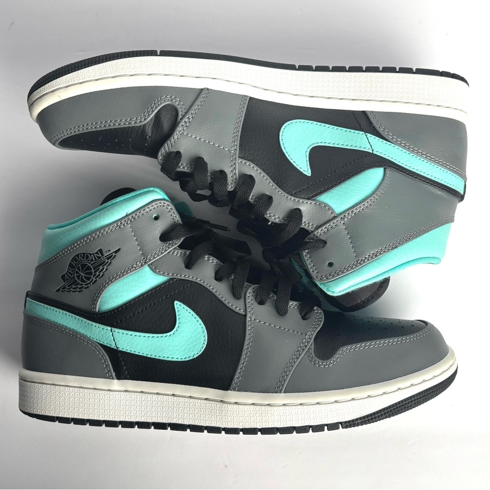 Jordan 1 Mid Grey Aqua - Picture 7 of 7